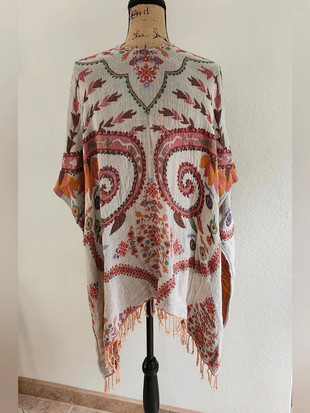 Reversible Boho Fringe Kimono Cover-up One Size